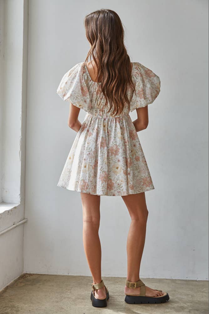 Floral Puff Sleeve Mini Dress