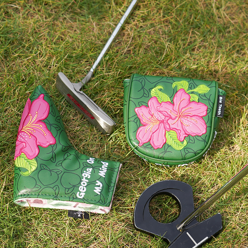 Dark Green Azaleas Putter Blade Mallet DF3 Golf Head Cover