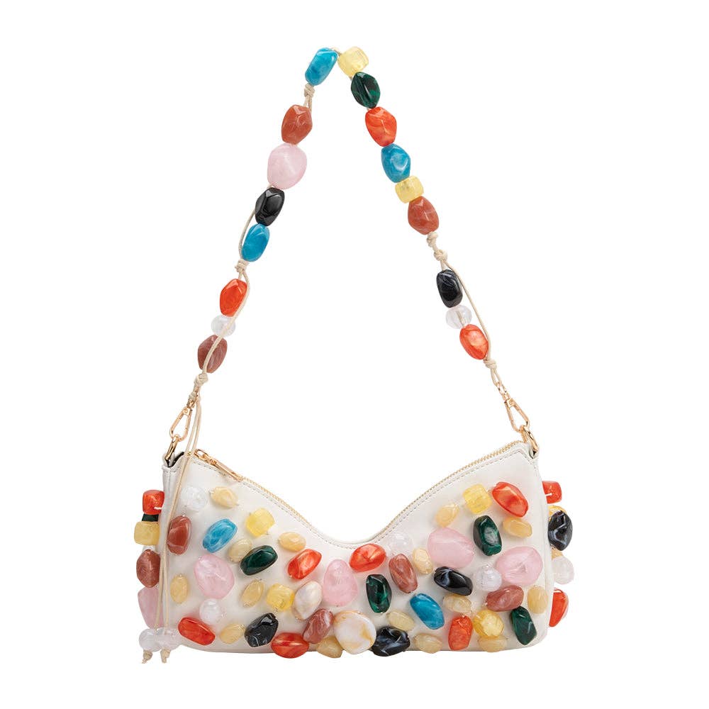Rhodes Ivory Vegan Leather Shoulder Bag