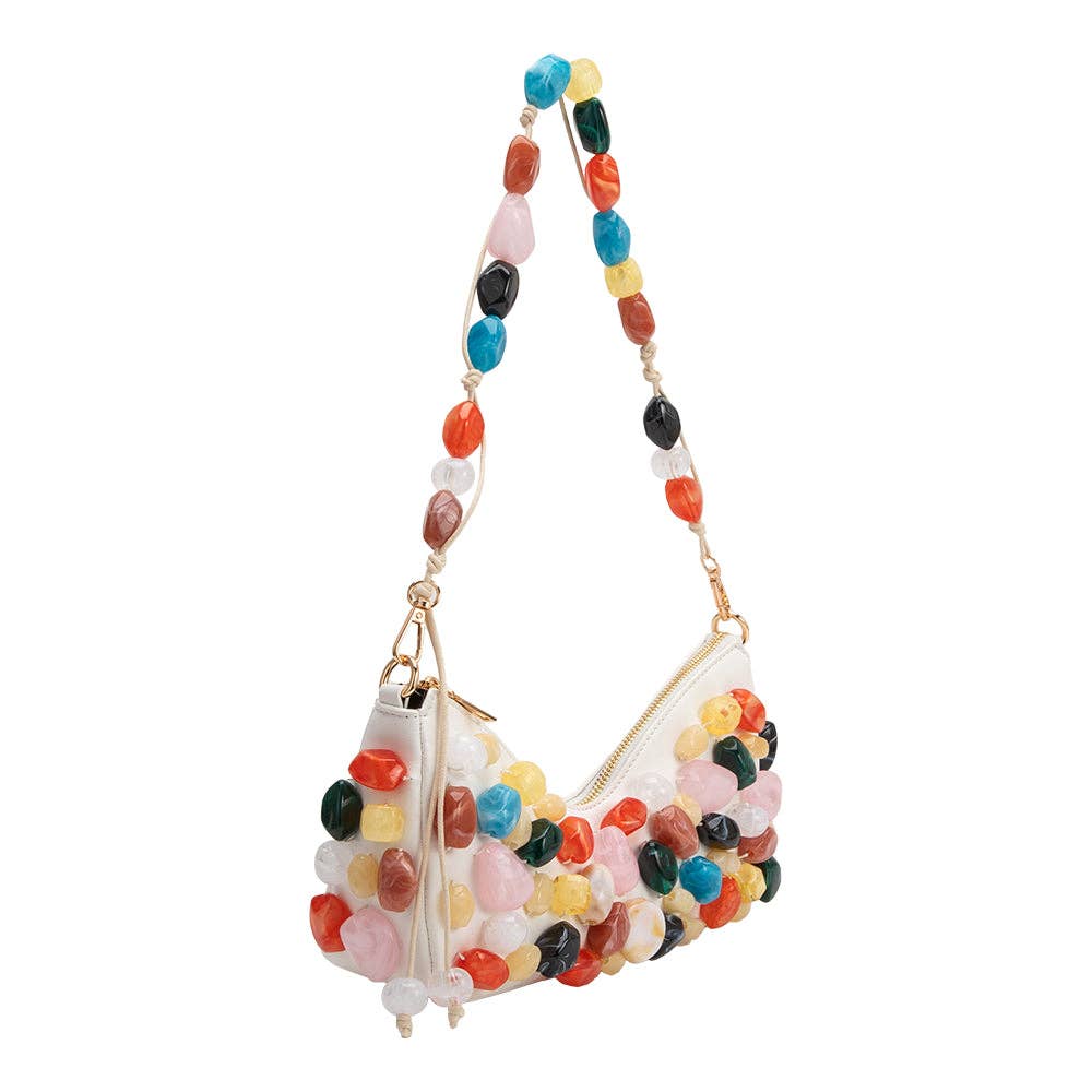 Rhodes Ivory Vegan Leather Shoulder Bag