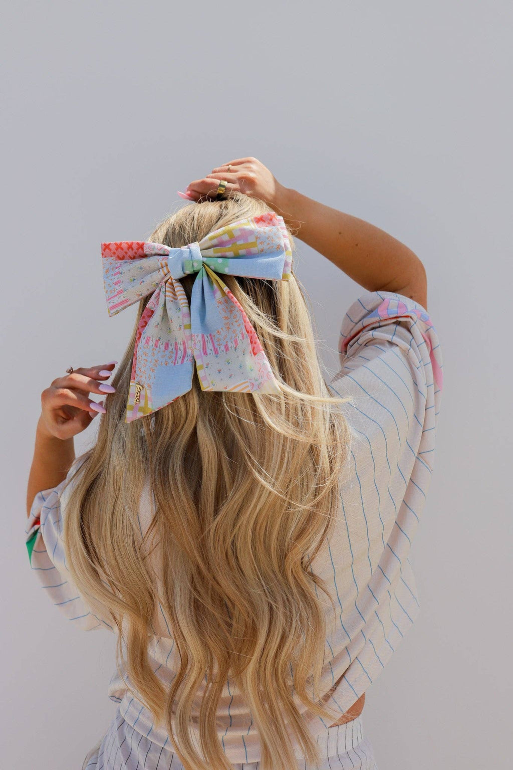 Patchwork Mini Hair Bow Clip