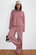 Navy and Red Striped Pants