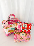 Pink City Patchwork | Quilted Cosmetic Bags-set of 3
