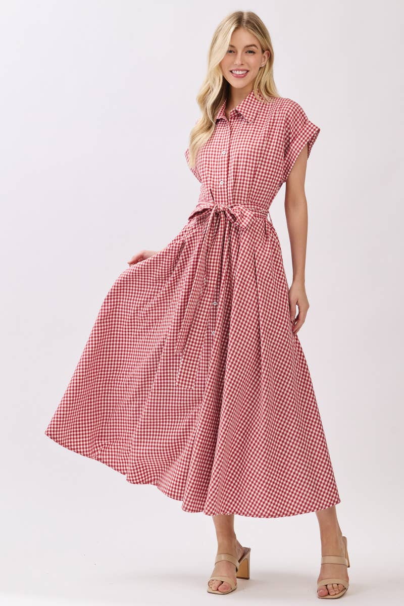 The Royal Red Button Down Maxi Dress