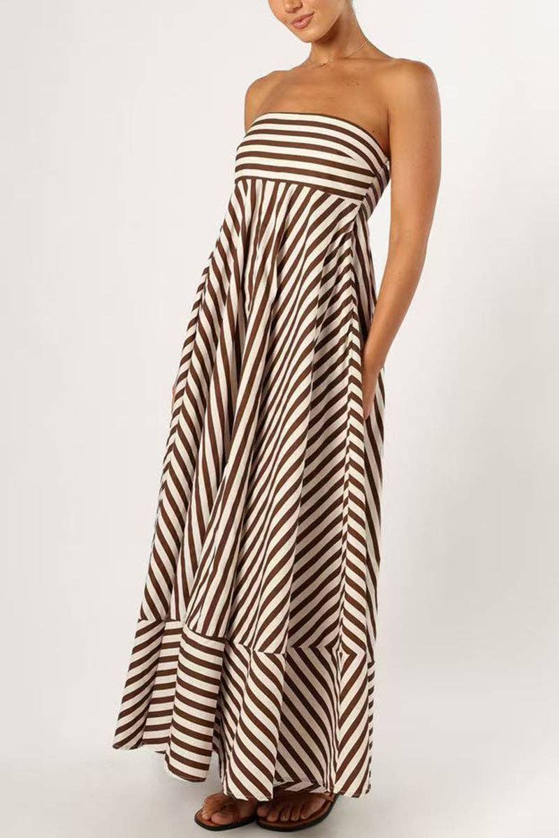 Stacy Strapless Striped Maxi Dress