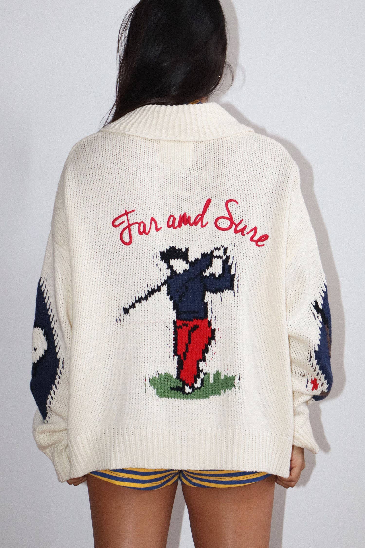 Golf Intarsia Zip Sweater