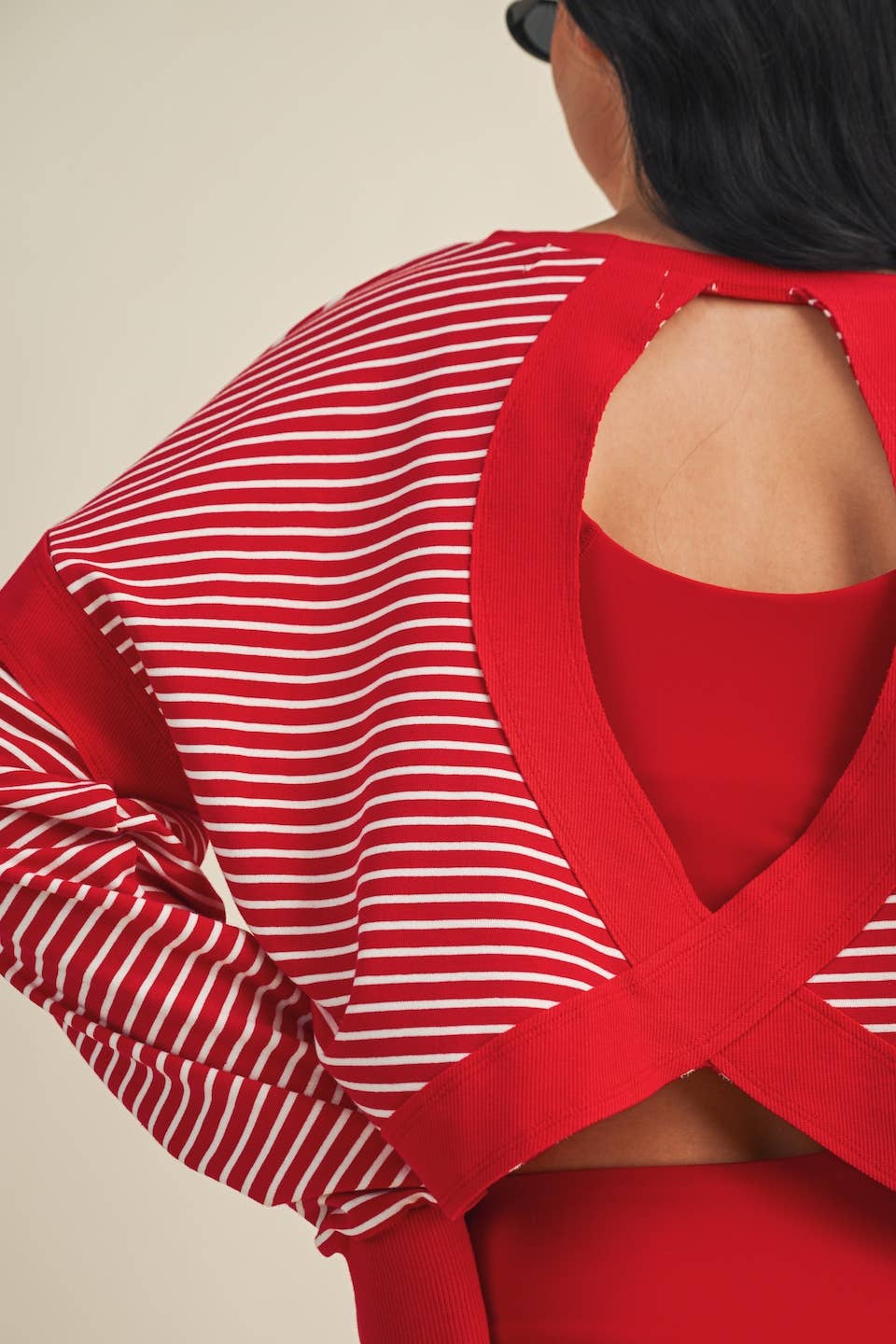 Sassy Striped Cutout Back Top