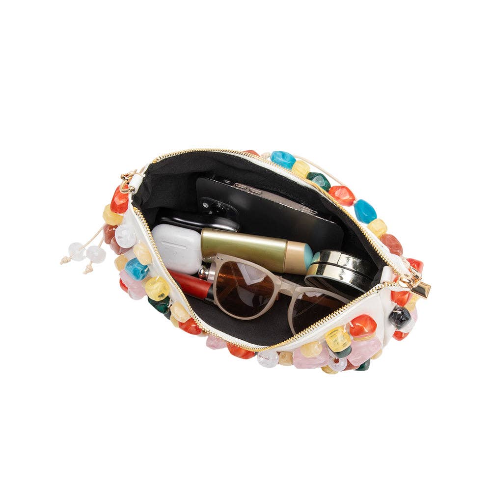 Rhodes Ivory Vegan Leather Shoulder Bag