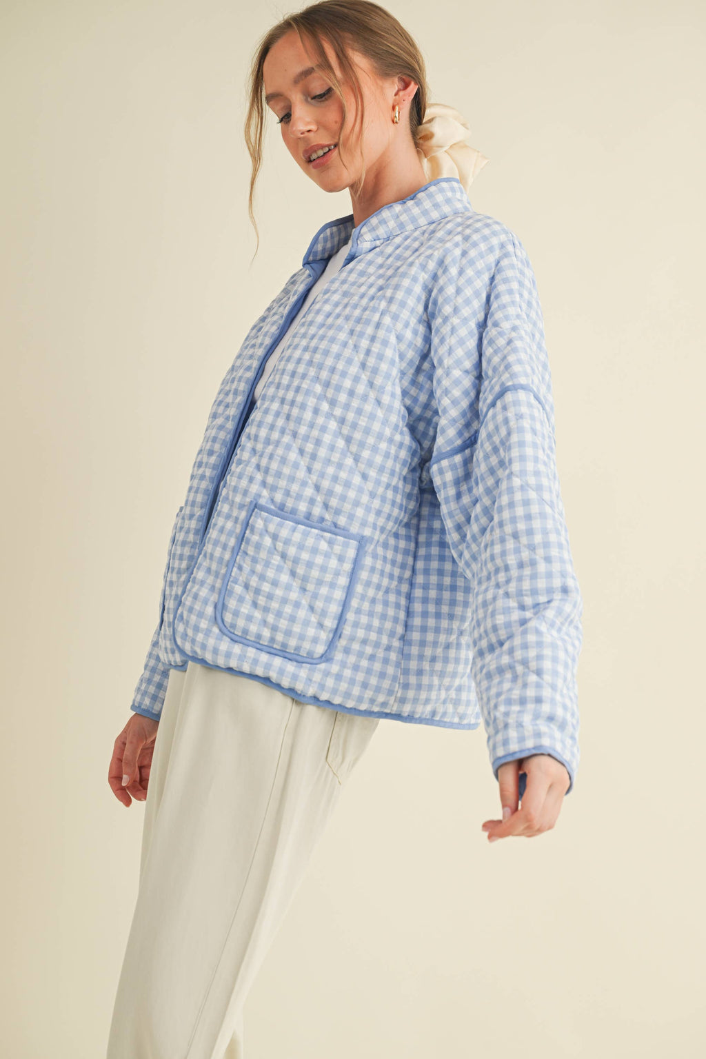 Quilted Gingham Puffer Jacket