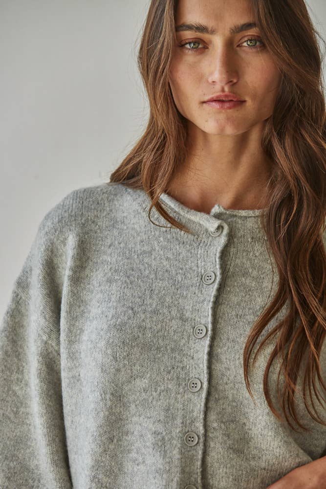 Cozy Knit Quarter Sleeve Button Up Sweater