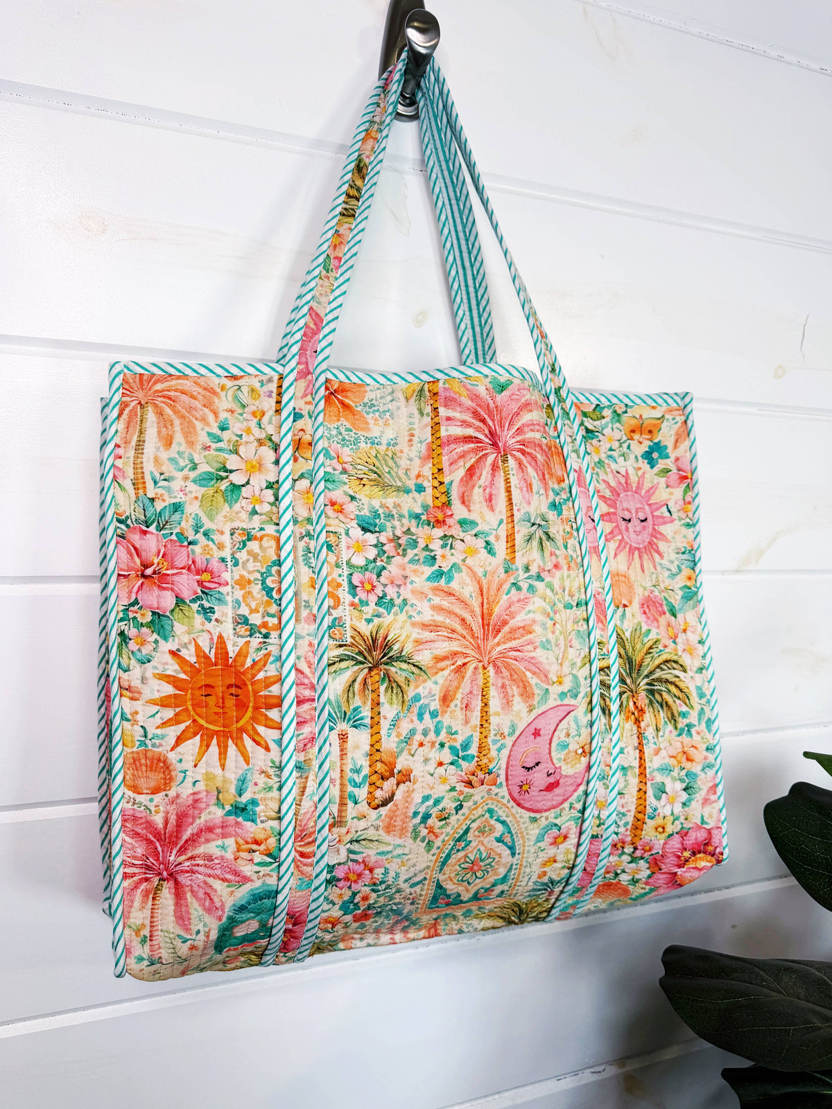 Golden Paradise Quilted Tote Bag