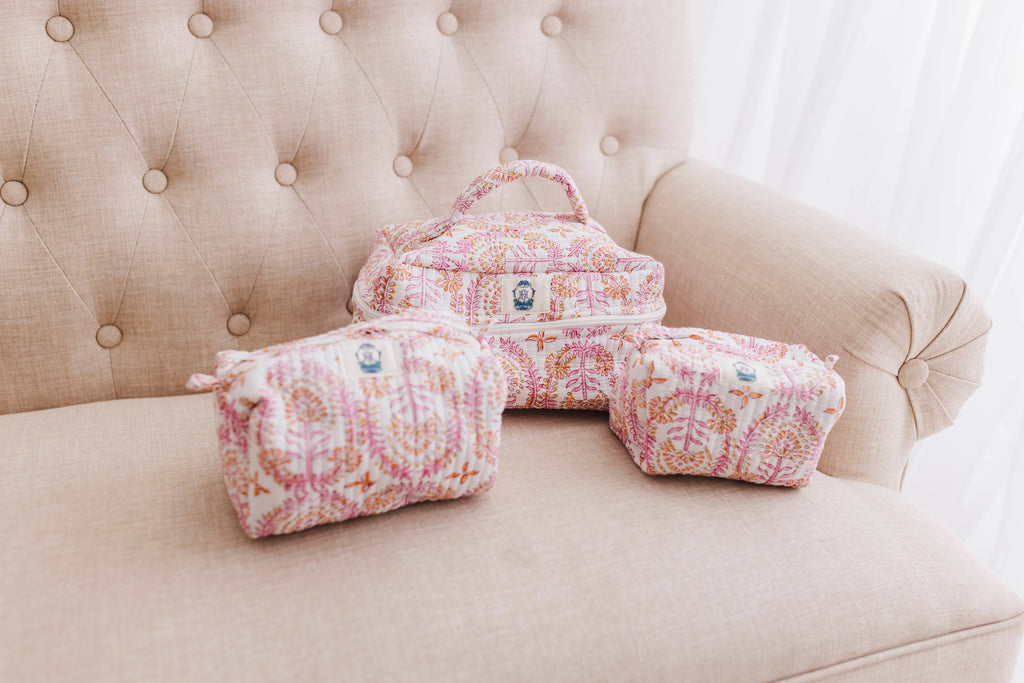 Dahlia Quilted Cosmetic Bags | Set of 3