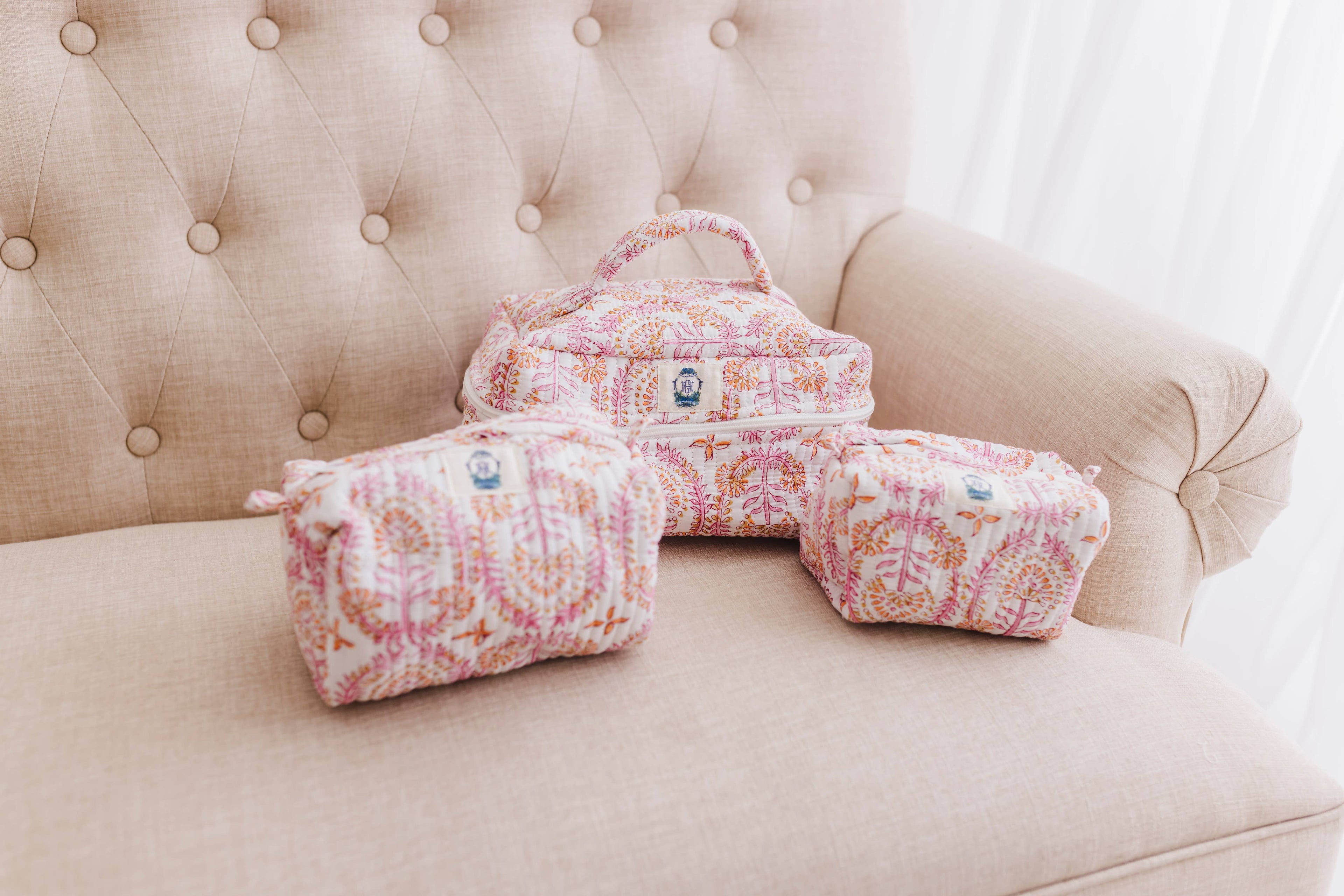 Dahlia Quilted Cosmetic Bags | Set of 3