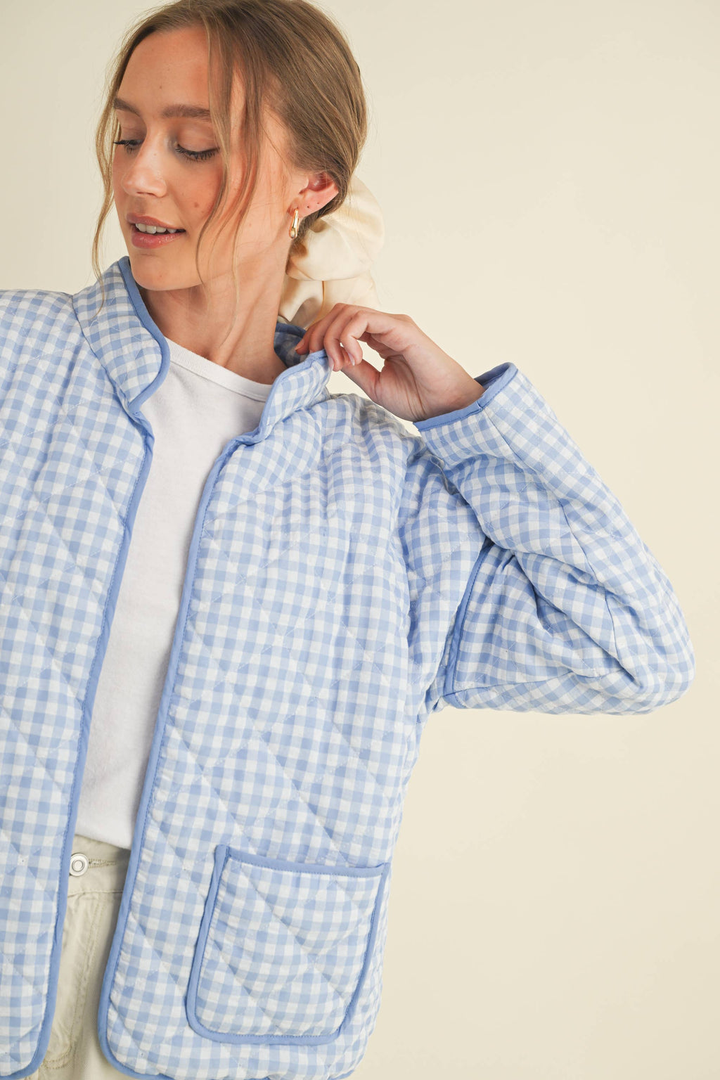 Quilted Gingham Puffer Jacket