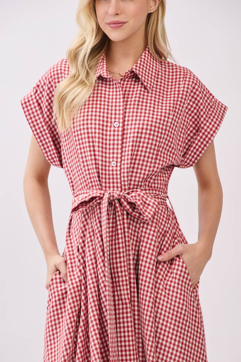 The Royal Red Button Down Maxi Dress