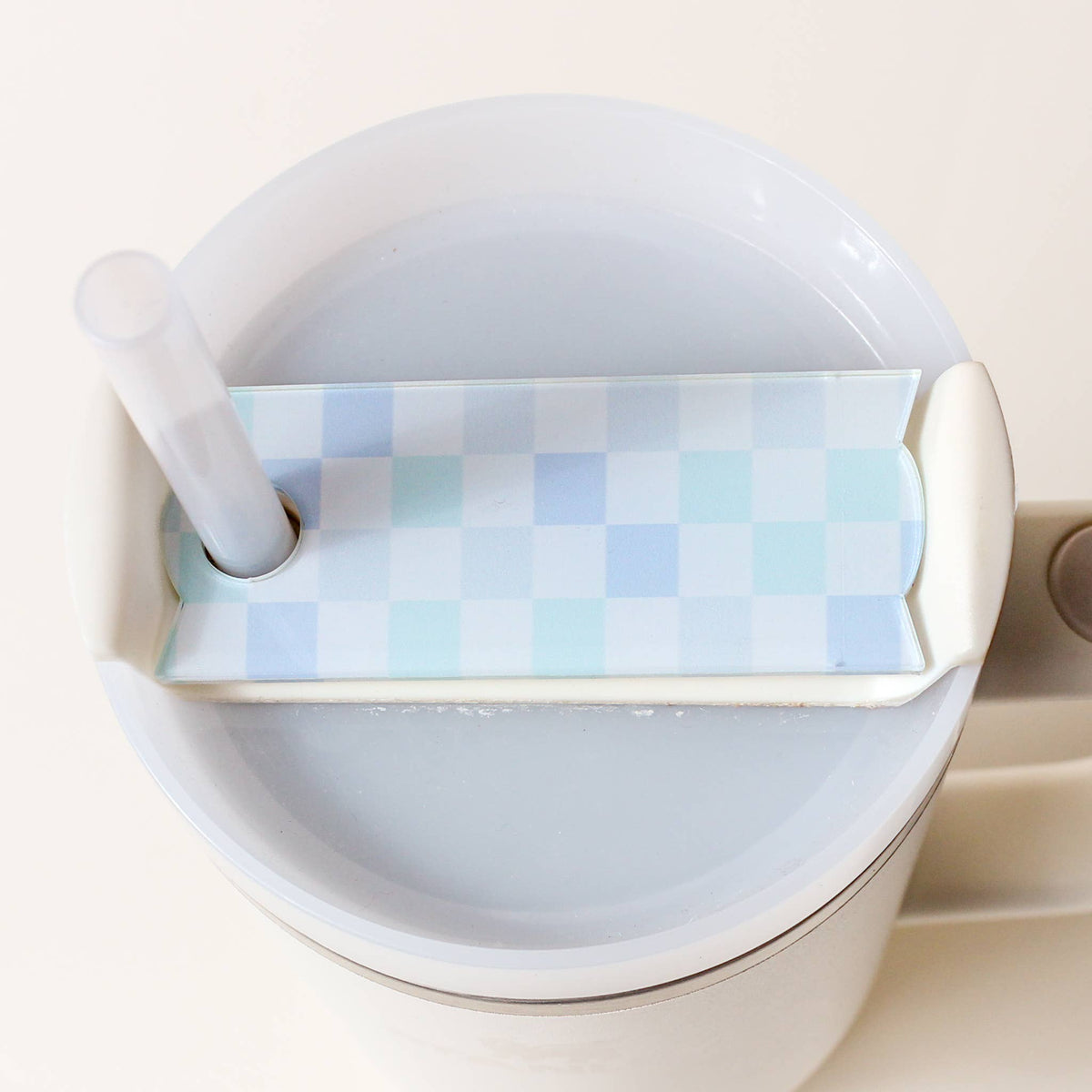 Blue Checkered Tumbler Lid Tag