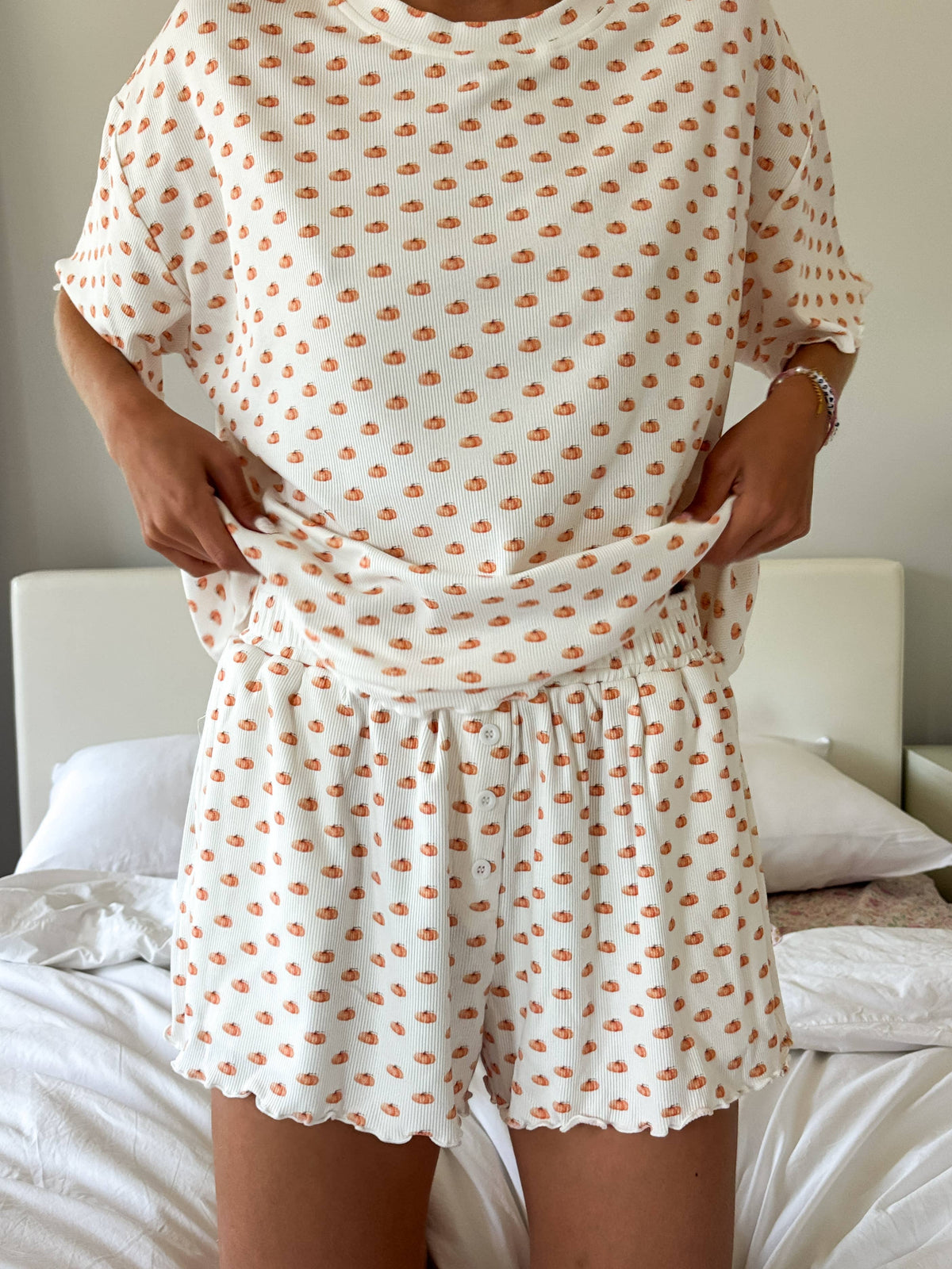 Pumpkin Fall Autumn Short Sleeve Pajama Top